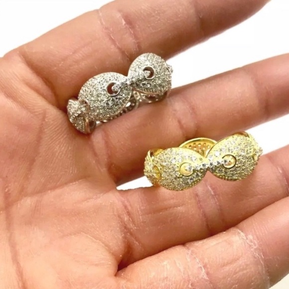 925 Sterling Silver ICED OUT BLING GUCCI LINK RING - Picture 3 of 8